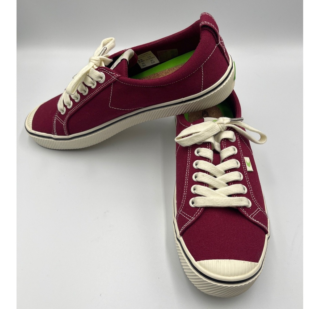 Cariuma OCA Low Sneakers Women's 10 Burgundy Canvas Lace Up Casual Shoes
